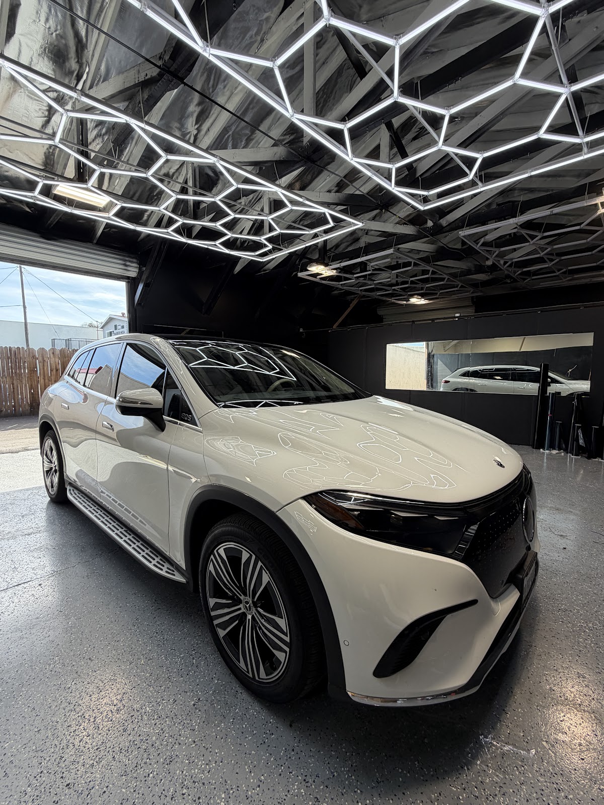 Expert tint installer at work